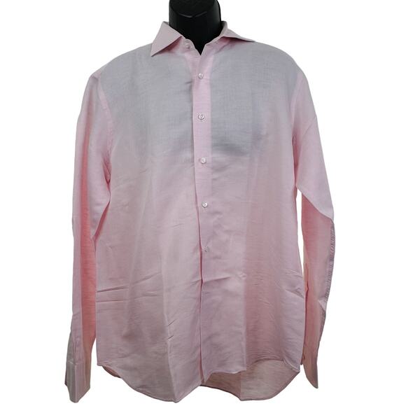 Peter Millar Collection Linen Blend Long Sleeve Pink Shirt Size L - Picture 1 of 8